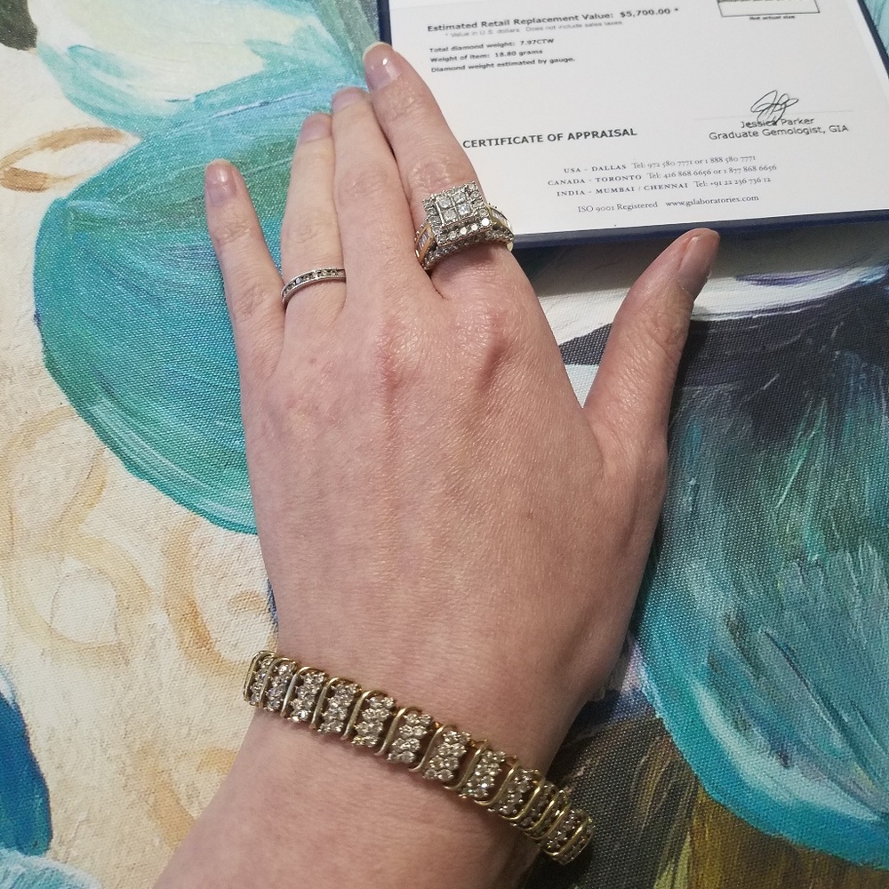 10K YELLOW GOLD DIAMOND TENNIS BRACELET